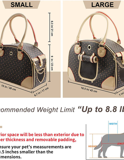 Load image into Gallery viewer, Fashion PU Leather Dog Carrier Handbag - Cat Tote Bag Pet Hiking Bag, Brown, Large 42 * 29 * 18Cm
