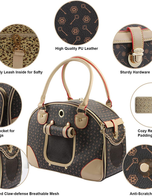 Load image into Gallery viewer, Fashion PU Leather Dog Carrier Handbag - Cat Tote Bag Pet Hiking Bag, Brown, Large 42 * 29 * 18Cm

