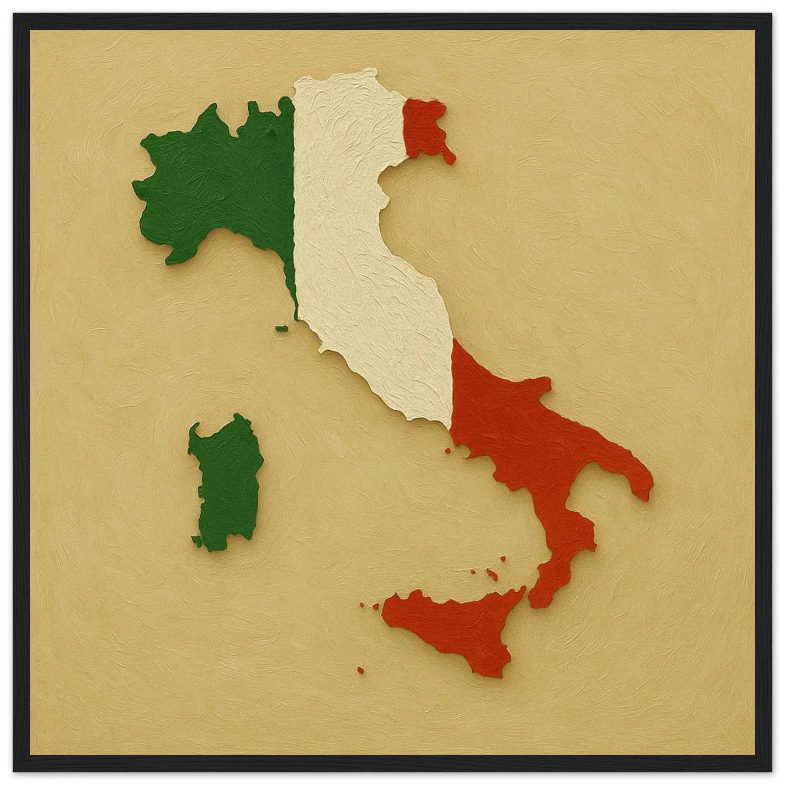 Cadre Drapeau De L'Italie – Affiche Encadrée En Bois – Format Décoratif