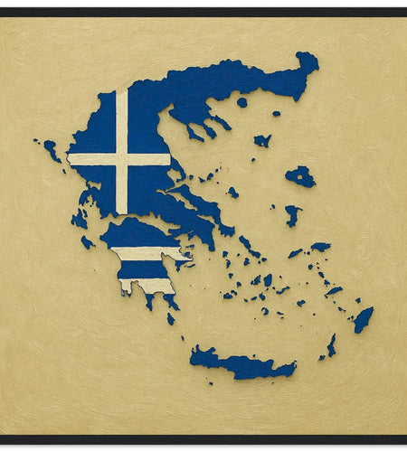 Cadre Drapeau De La Grèce – Affiche Encadrée En Bois – Format Décoratif