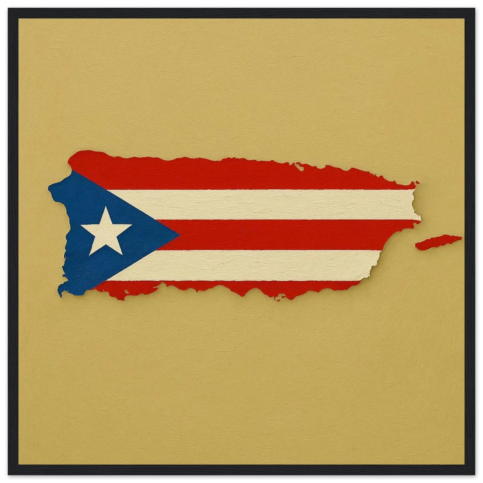 Cadre Drapeau De Porto Rico – Affiche Encadrée En Bois – Format Décoratif