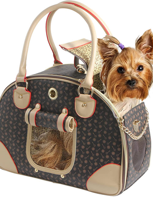 Load image into Gallery viewer, Fashion PU Leather Dog Carrier Handbag - Cat Tote Bag Pet Hiking Bag, Brown, Large 42 * 29 * 18Cm

