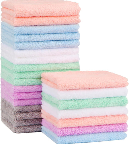 Baby Washcloths 24-Pack, Microfiber Coral Fleece Baby Face Towels, Soft and Absorbent Wash Cloths for Newborns, Infants and Toddlers, Gentle on Delicate Skin for Face Hands and Body, 7X9 Inch