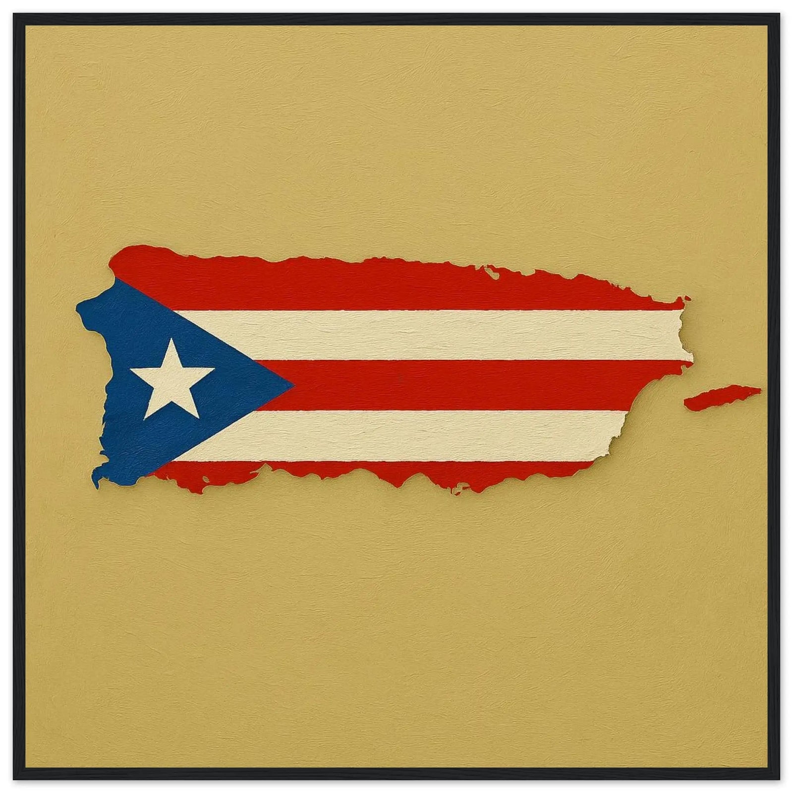 Cadre Drapeau De Porto Rico – Affiche Encadrée En Bois – Format Décoratif