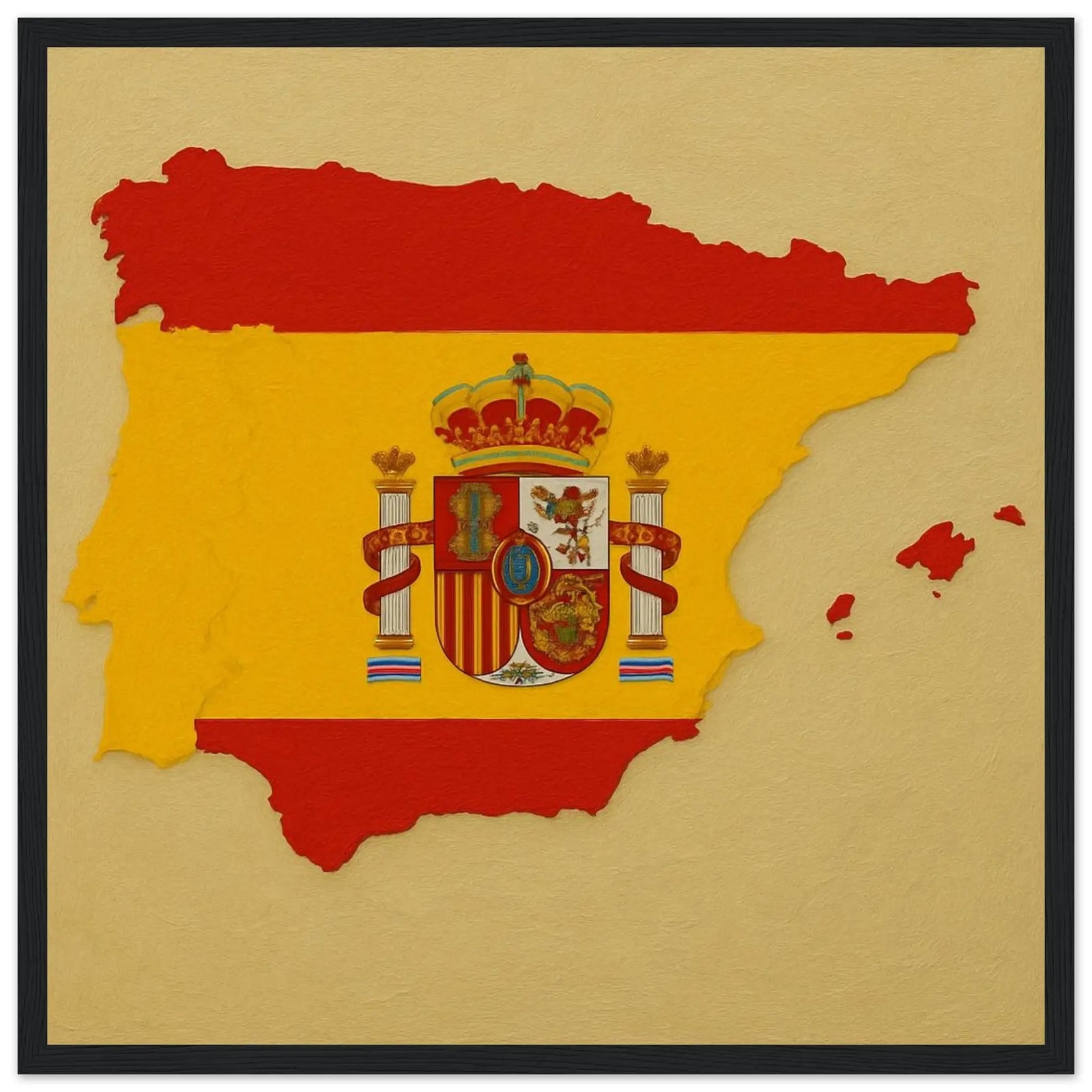 Cadre Drapeau De L'Espagne – Affiche Encadrée En Bois – Format Décoratif