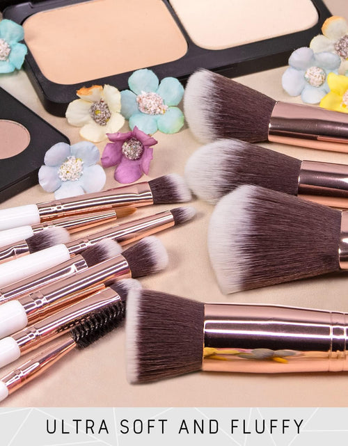 Load image into Gallery viewer, Beauty White 15Piece Award Winning Professional Makeup Brush Set: Vegan Makeup Brushes with Case, Makeup Sponge, Cleaner, Guide, Gift Box
