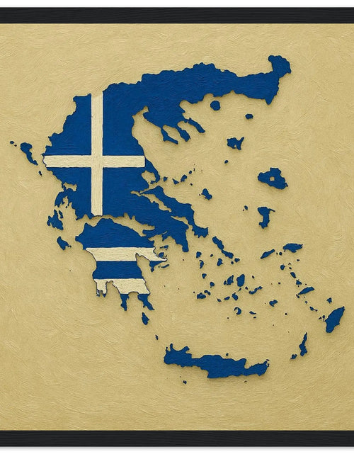 Load image into Gallery viewer, Cadre Drapeau De La Grèce – Affiche Encadrée En Bois – Format Décoratif
