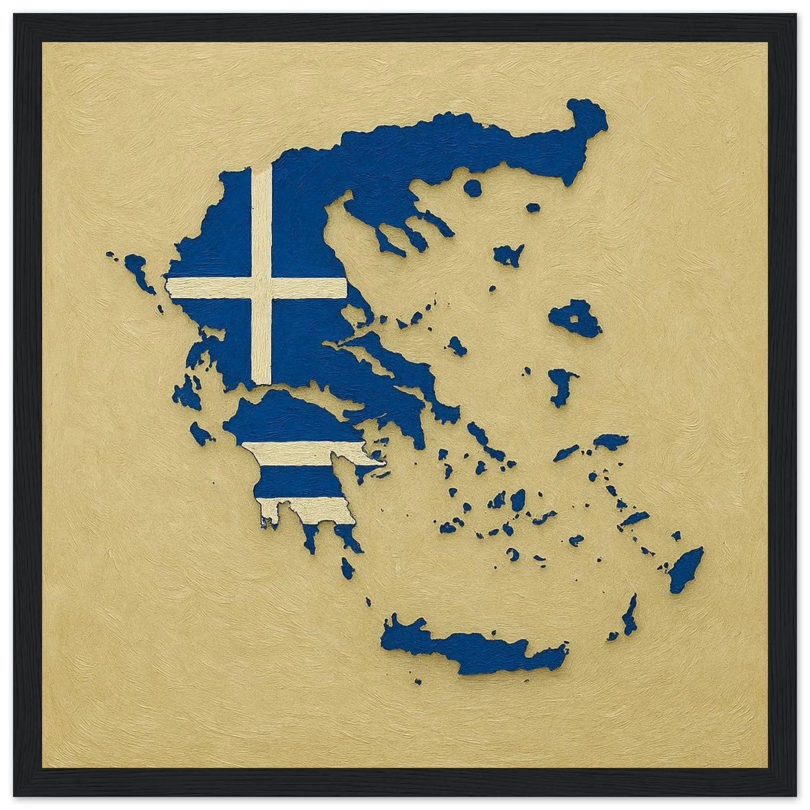 Cadre Drapeau De La Grèce – Affiche Encadrée En Bois – Format Décoratif
