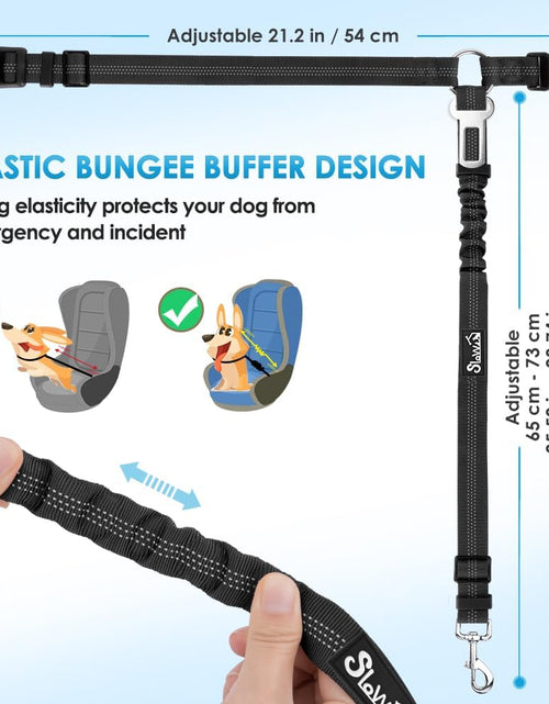 Load image into Gallery viewer, Dog Seat Belt for Car, 2 Pack Dog Car Harness Seatbelt Adjustable with Elastic Bungee Buffer, 2 in 1 Pet Car Leash Headrest Restraint Dog Reflective Safety Tether (Black, Headrest+Clip)
