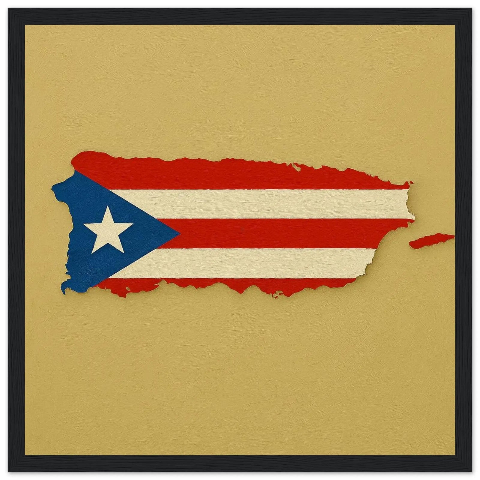 Cadre Drapeau De Porto Rico – Affiche Encadrée En Bois – Format Décoratif
