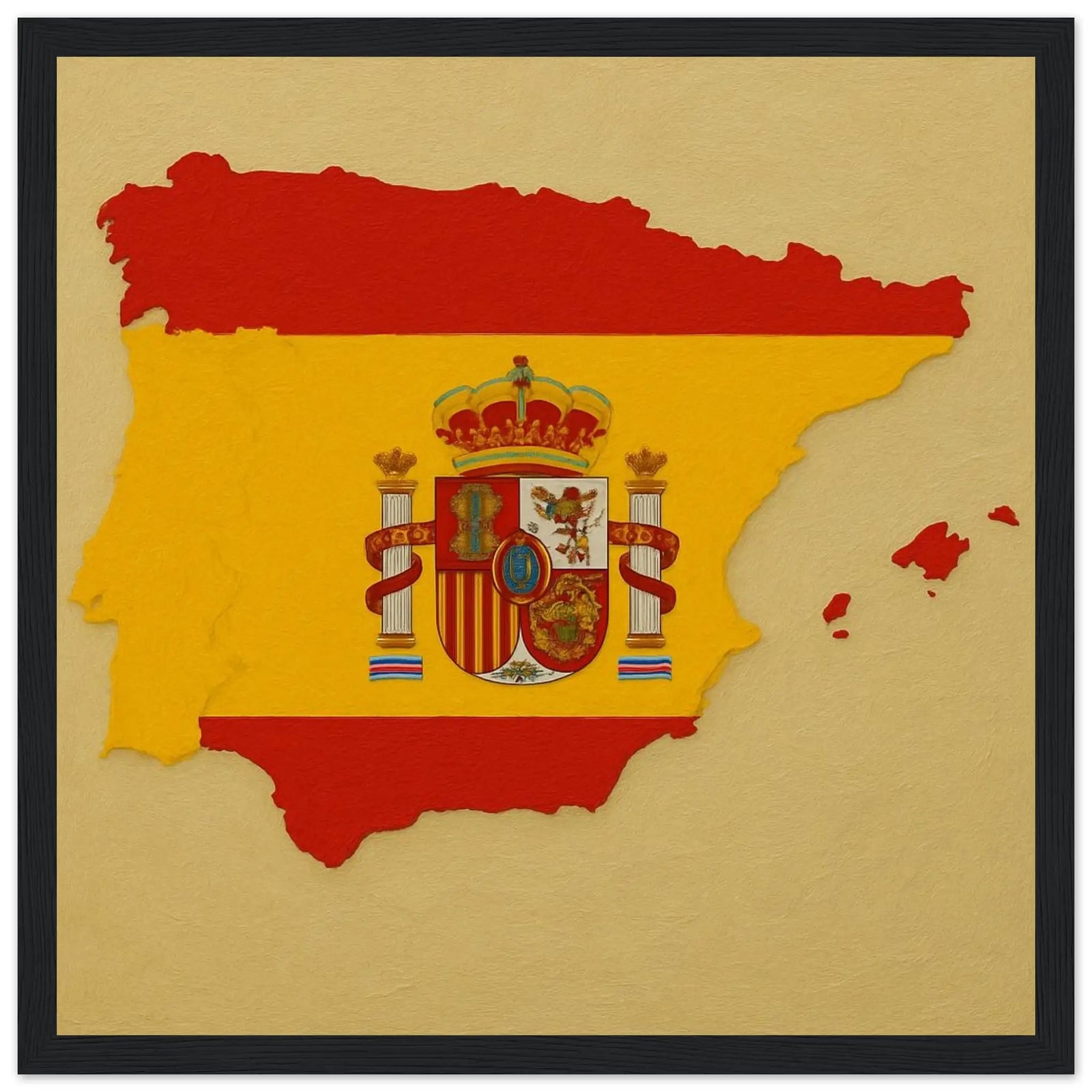 Cadre Drapeau De L'Espagne – Affiche Encadrée En Bois – Format Décoratif