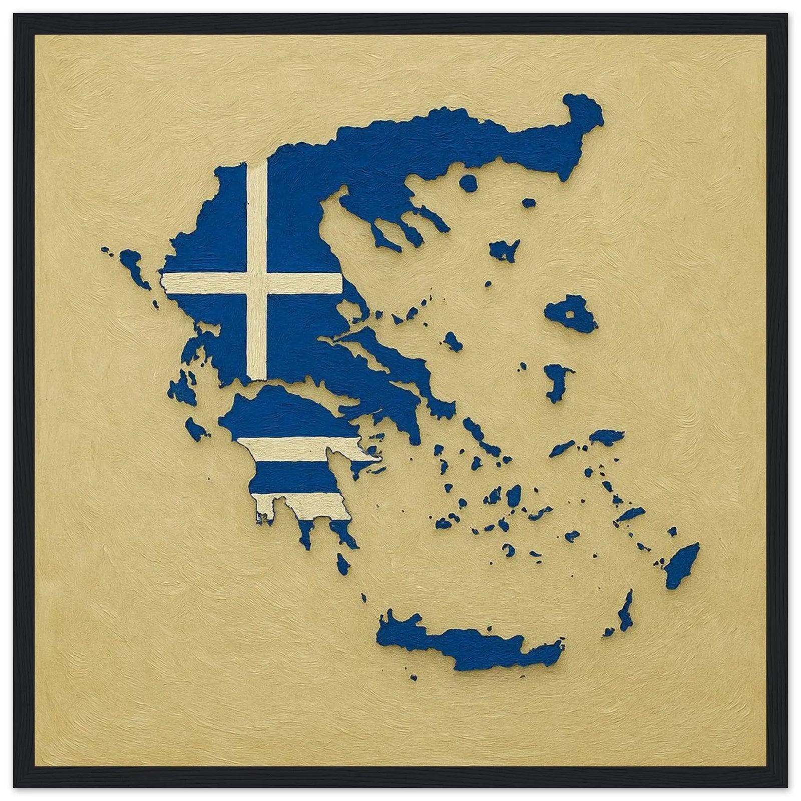 Cadre Drapeau De La Grèce – Affiche Encadrée En Bois – Format Décoratif