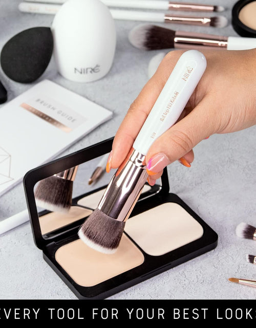 Load image into Gallery viewer, Beauty White 15Piece Award Winning Professional Makeup Brush Set: Vegan Makeup Brushes with Case, Makeup Sponge, Cleaner, Guide, Gift Box
