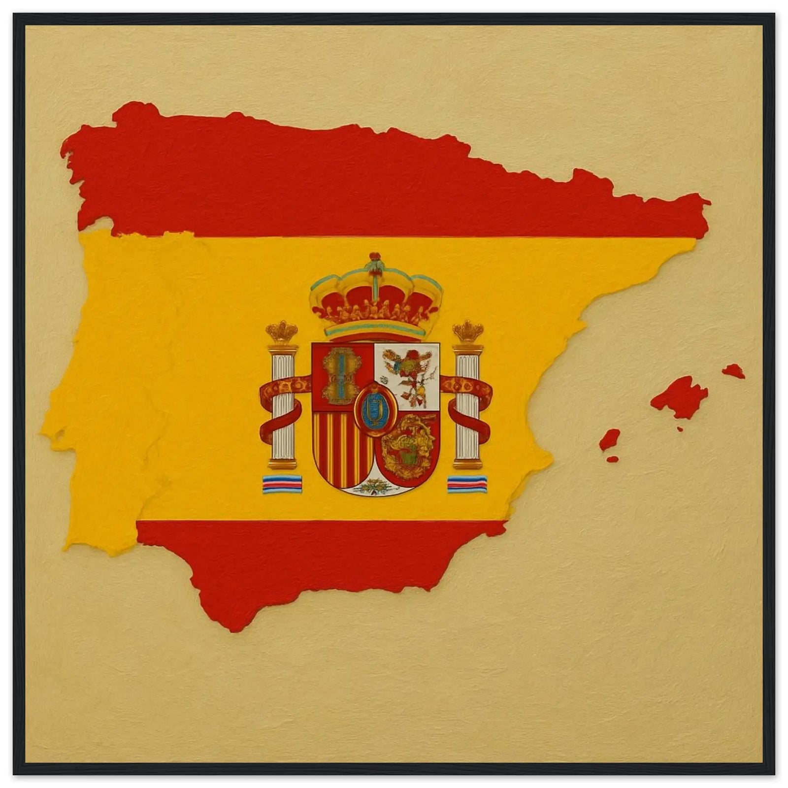 Cadre Drapeau De L'Espagne – Affiche Encadrée En Bois – Format Décoratif