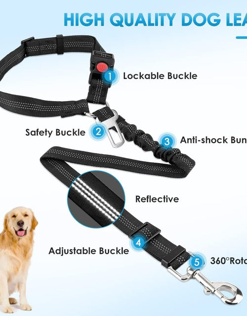 Load image into Gallery viewer, Dog Seat Belt for Car, 2 Pack Dog Car Harness Seatbelt Adjustable with Elastic Bungee Buffer, 2 in 1 Pet Car Leash Headrest Restraint Dog Reflective Safety Tether (Black, Headrest+Clip)
