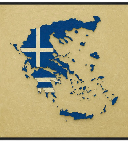 Cadre Drapeau De La Grèce – Affiche Encadrée En Bois – Format Décoratif