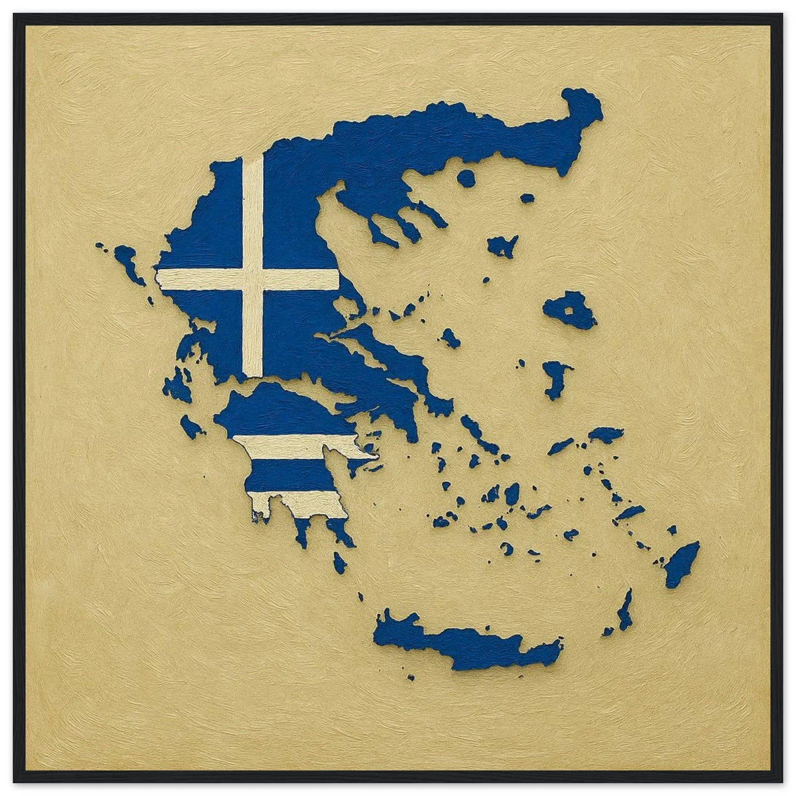 Cadre Drapeau De La Grèce – Affiche Encadrée En Bois – Format Décoratif