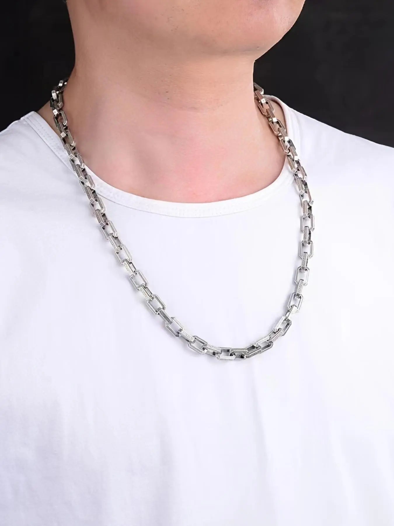 Unisex Street Trend Chunky Chain Necklace, Vintage Trendy Hip Hop Style Chunky Chain Necklace, Chic Jewelry as Gift for Boyfriend & Girlfriend, Cuban Link Chain